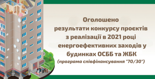 Оголошено результати Конкурсу проектів з реалізації у 2021 році енергоефективних заходів у житлових будинках міста Києва, в яких створені ОСББ та ЖБК